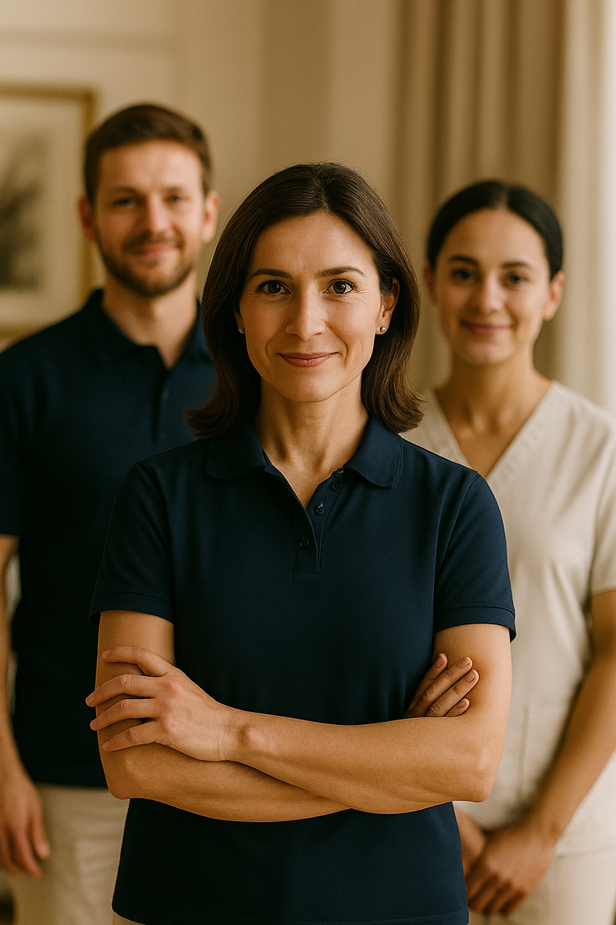 Zwei jüngere Frauen und ein jüngerer Mann im Portrait